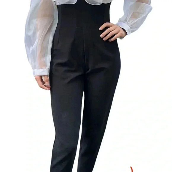 Vintage RARE organza Jumpsuit. Xs-S ruffle stirrup bottom unique Christmas Xmas - Picture 3 of 12